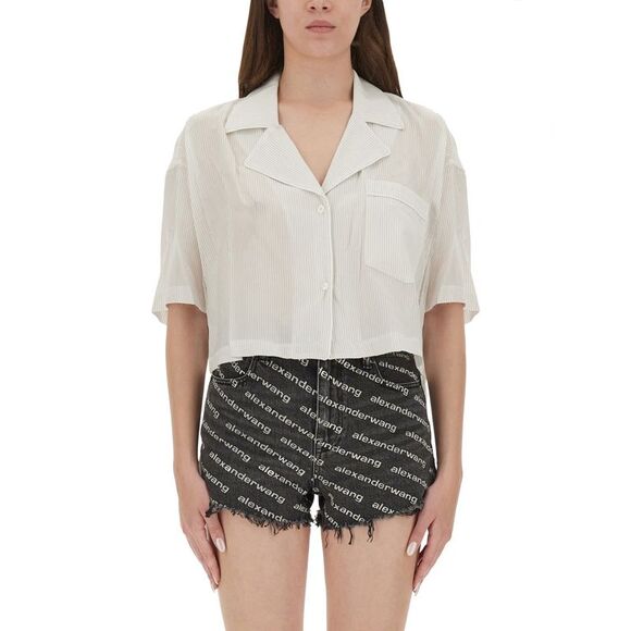 Alexanderwang.T Women Striped Shirt With Embroidered Logo